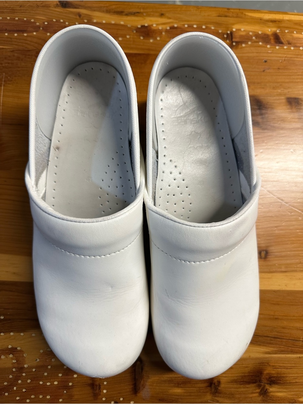 Dansko White Leather Nursing Clogs